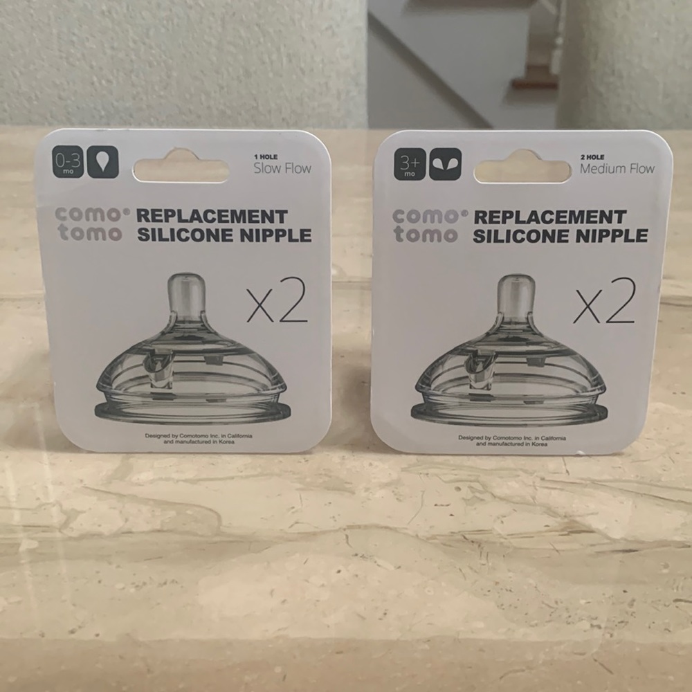 Como Tomo Replacement Silicone Nipples. Slow flow and medium flow